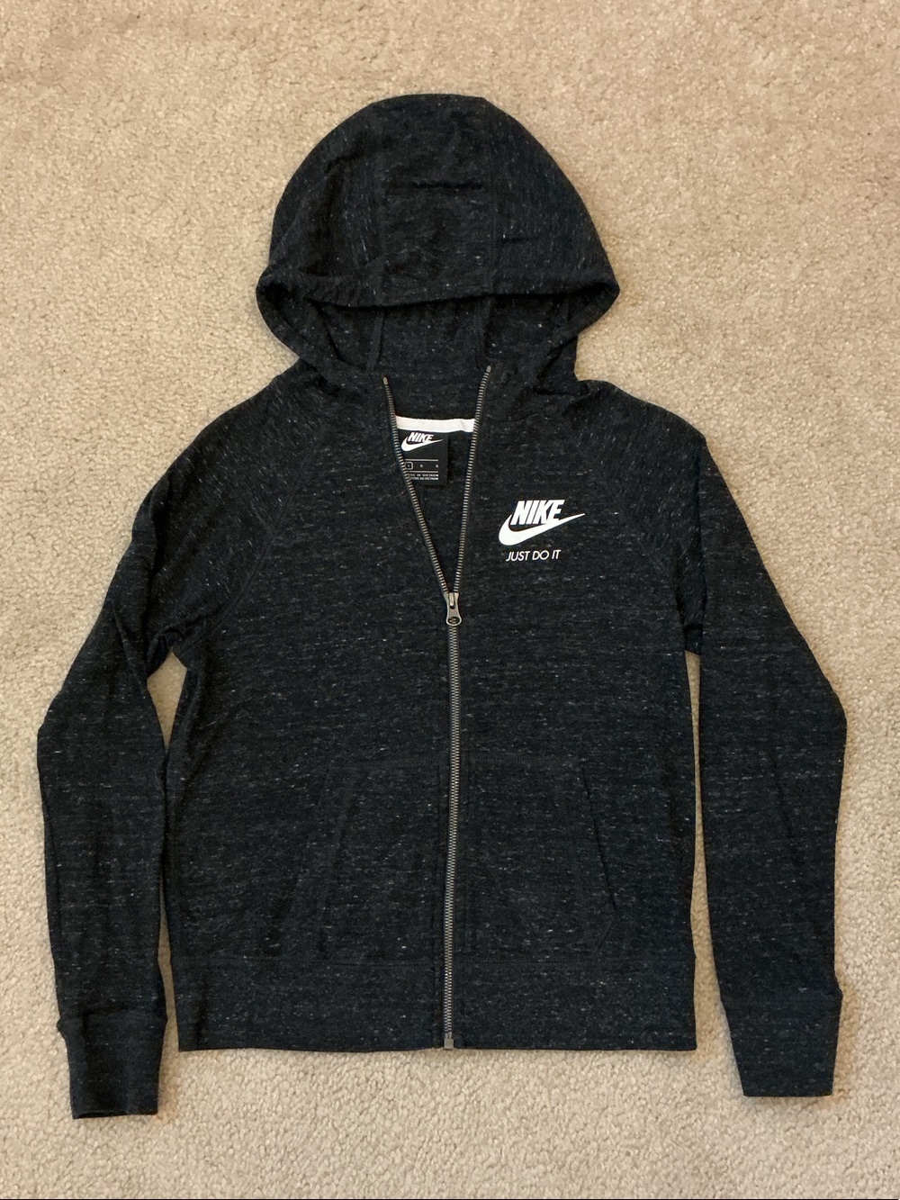 Girls Nike Black Heather Full-Zip Lightweight Hoodie AT3353-010 - Size L